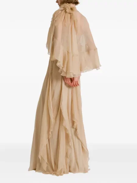 Rochie maxi Alberta Ferretti de mătase cu volane