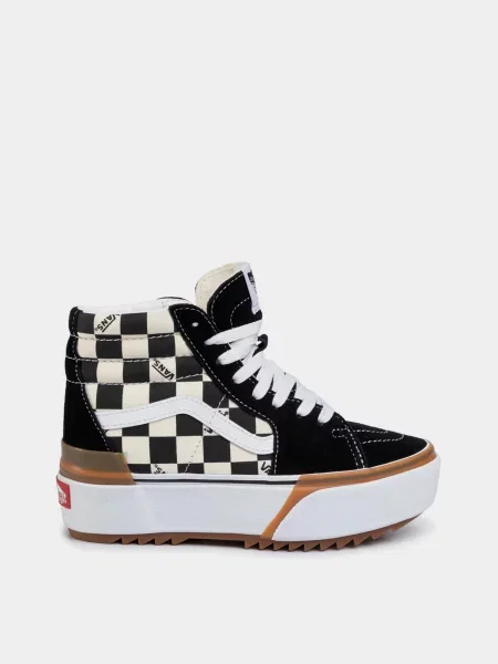 Vans Checkerboard Stacked ­ Кеды высокие чорні
