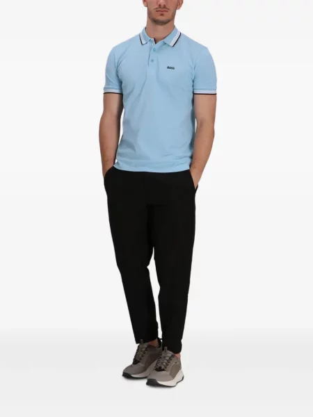 Tricou polo Boss cu autograf albastru