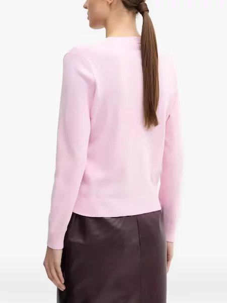 Pulover Benetton cu decolteu în V roz
