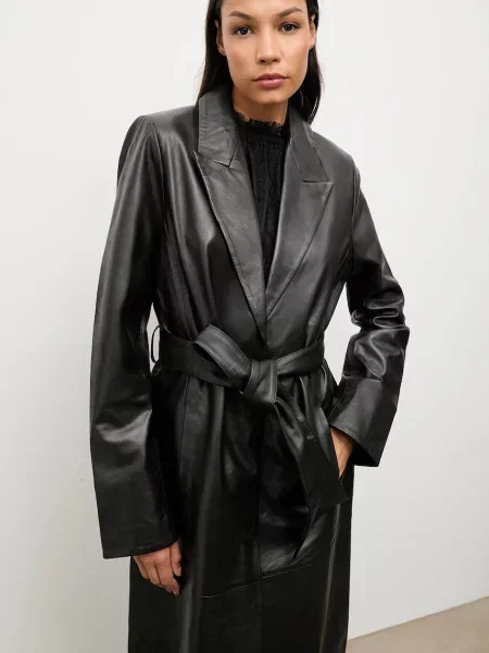 Шкіряний плащ Answear.LAB чорний