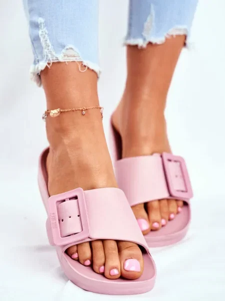 Papuci Big Star Shoes cu cataramă roz