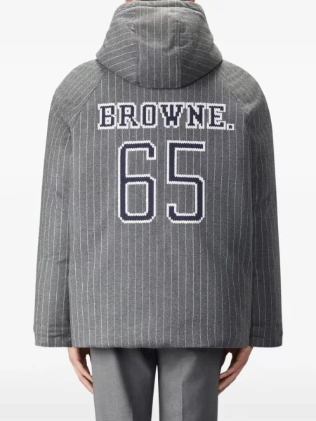 Fotbal decupat geacă parka Thom Browne de flanelă gri