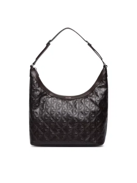 Rankinė Calvin Klein Emblem Aop Debossed Medium Shbag ruda