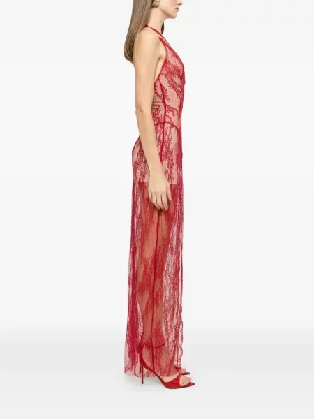 Rochie maxi Nissa din dantelă de costum roșu