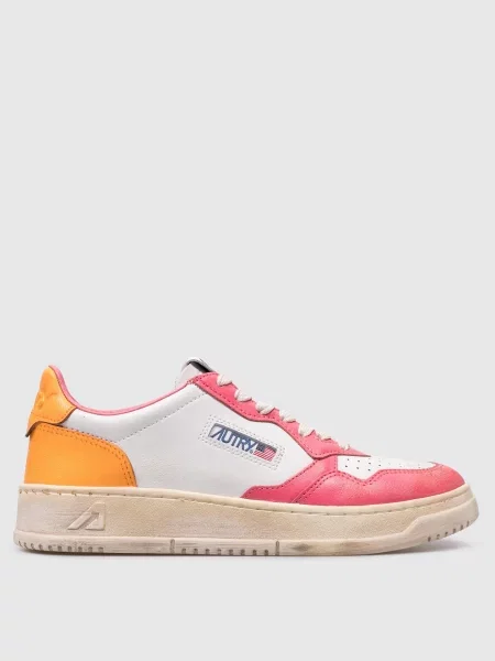 Шкіряні кросівки MEDALIST LOW SUPER з вінтажним ефектом з логотипом Autry білі