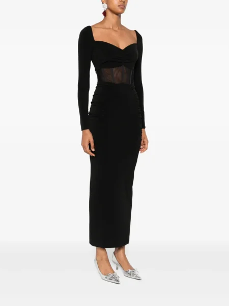 Rochie maxi Nissa până la genunchi de costum negru