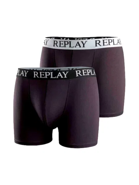REPLAY Boxerky svetlosivá / čierna biela