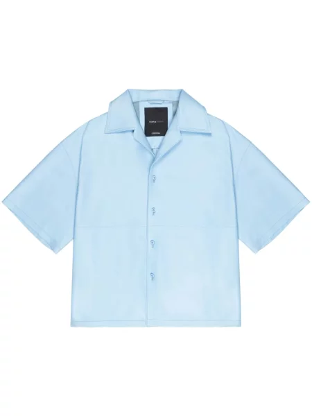 Kožená košile Purple Brand modrá