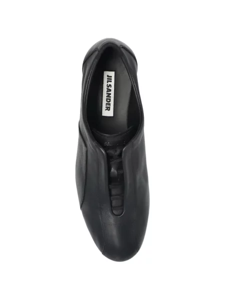 Кожени маратонки Jil Sander с връзки черно