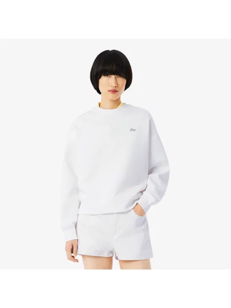 Lacoste Bluza Oversize Z Dwustronnego Jerseyu biała
