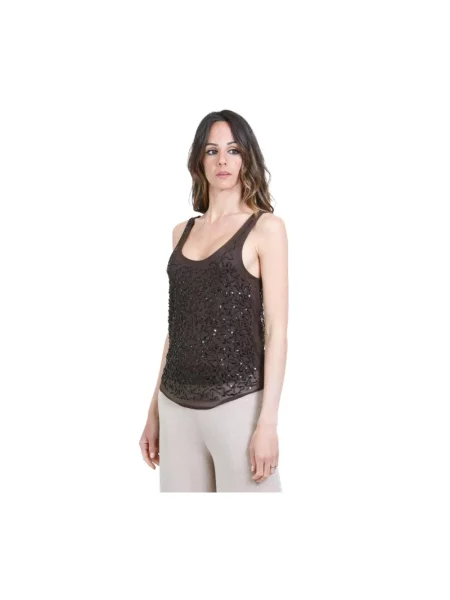 Top Kaos bez rękawów brązowy