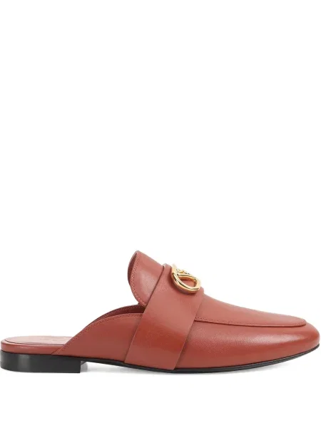 Papuci tip mules Sergio Rossi slip-on maro