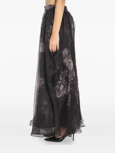 Fustă midi Zimmermann cu model floral cu imagine până la genunchi negru