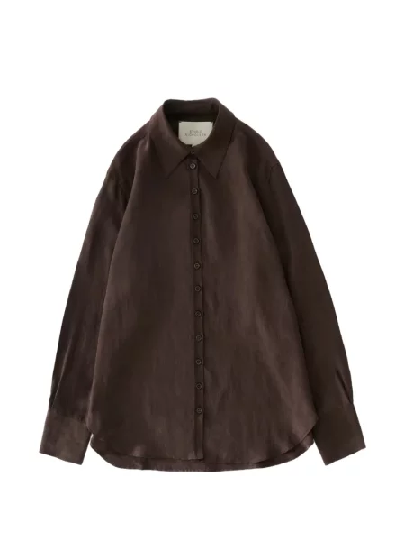Cămașă Studio Nicholson din țesătură twill maro