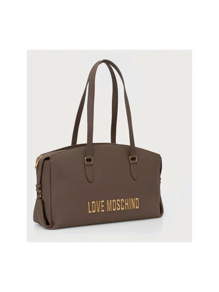 Love Moschino torebka shopper z imitacji skóry brązowa