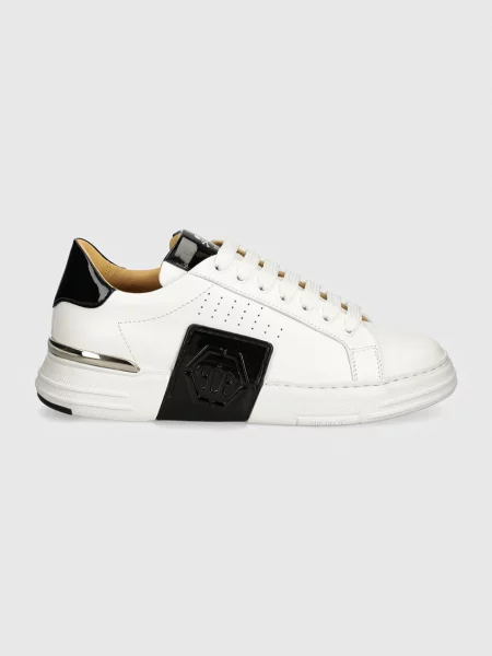 Kožené tenisky Philipp Plein Hexagon Phantom Kicks biela