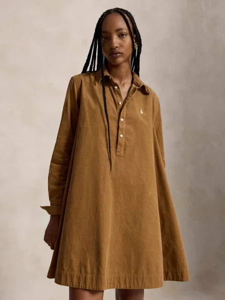 POLO RALPH LAUREN Rochie | catifea reiată maro