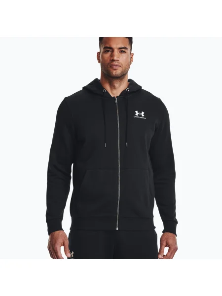 Under Armour Essential Fleece Full Zip Hood Мъжки суитшърт за обучение Black черно