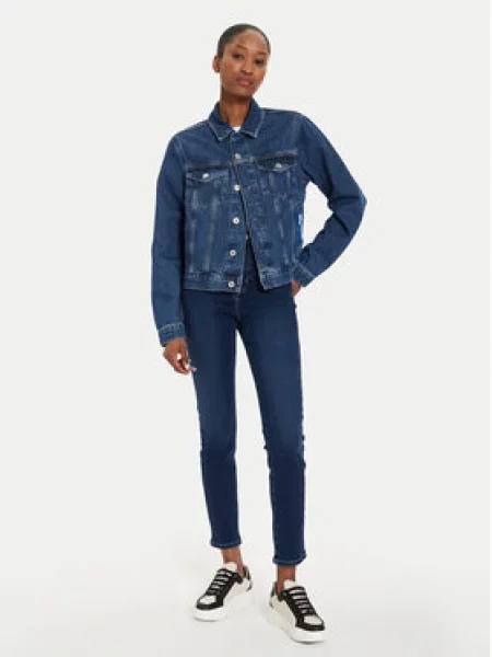 KARL LAGERFELD JEANS Přechodná bunda modrá džínovina bílá