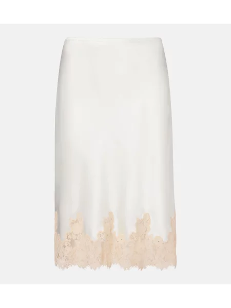 Jedwabna spódnica koronkowa Dôen biała