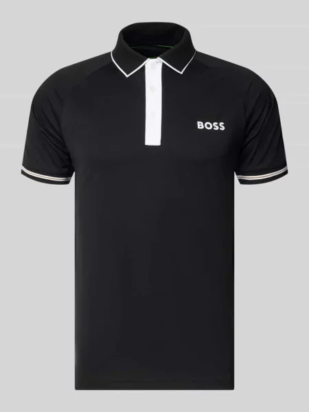Koszulki polo o kroju regular fit z kontrastowymi detalami Boss Green czarna