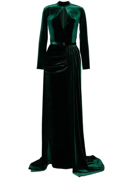 Rochie Saiid Kobeisy de catifea lungă de costum verde
