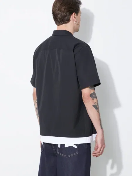 Сорочка Neil Barrett Loose Double Layer Short Sleeve Shirt regular класичний комір чорний