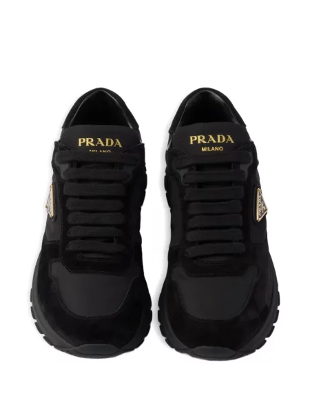 Sneakerși Prada din piele de căprioară negru