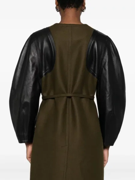 Palton Fendi din piele verde