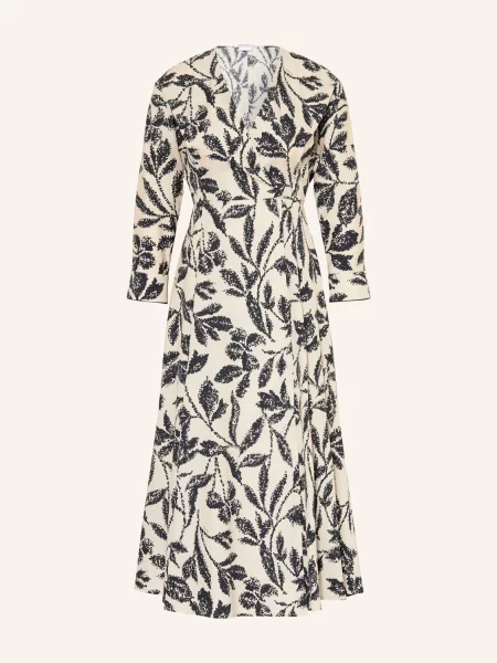 Max Mara Zavinovací Šaty Camino krémová / khaki černá