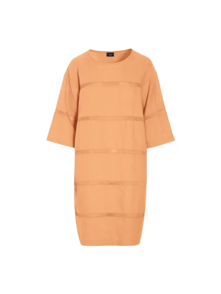 Lniana sukienka midi Bitte Kai Rand do kolan pomarańczowa