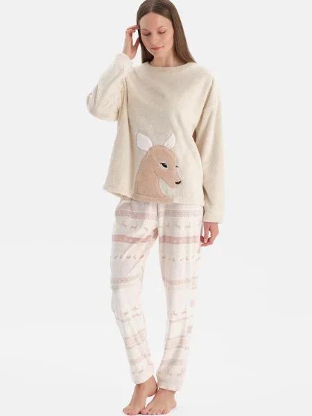 Dagi Pijama ecru / maro deschis / pal roz