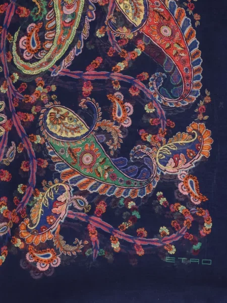 Fular Etro cu imagine cu model paisley albastru