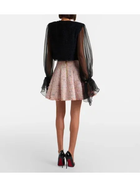 Fustă Balmain din tweed roz