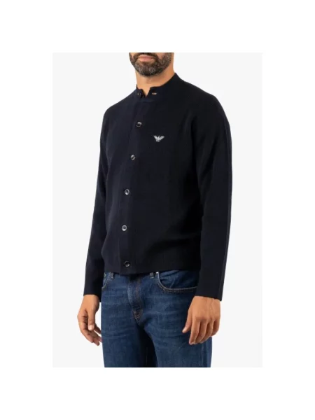 Sweter Emporio Armani z długim rękawem niebieski