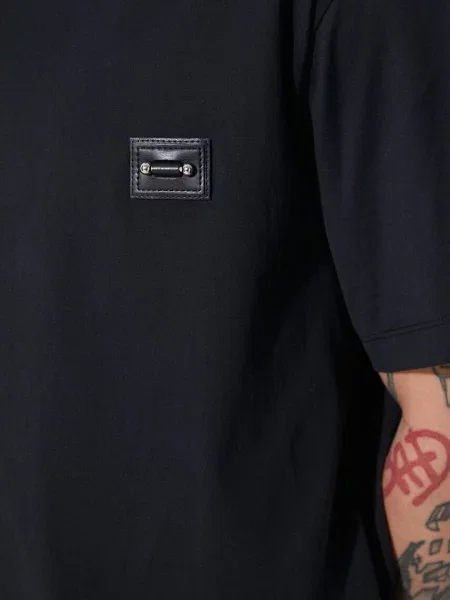 Футболка Neil Barrett Slim Dropped Shoulder Pierced Nipple з аплікацією чорний