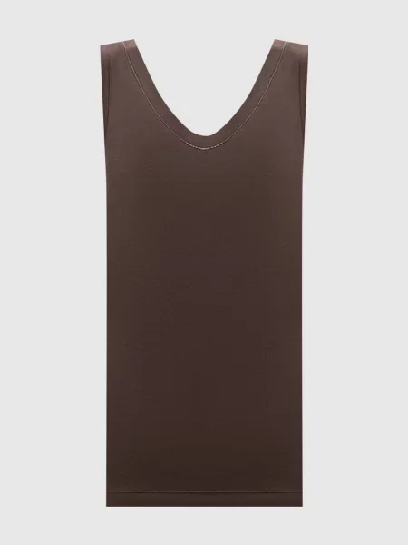 Майка в рубчик з ланцюжком Brunello Cucinelli коричнева