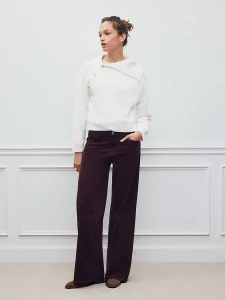 Sweter wywinięty dekolt Teen XS MANGO TEEN beżowy