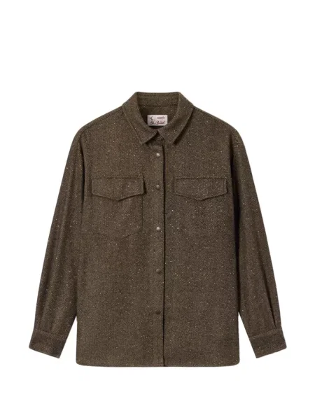 Top Mc2 Saint Barth de lână cu model herringbone maro