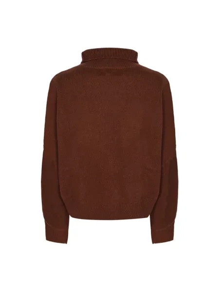 Sweter Loulou Studio ze stójką do golfa wełniany brązowy