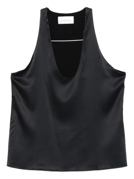 Top Armarium din satin cu gât halter negru