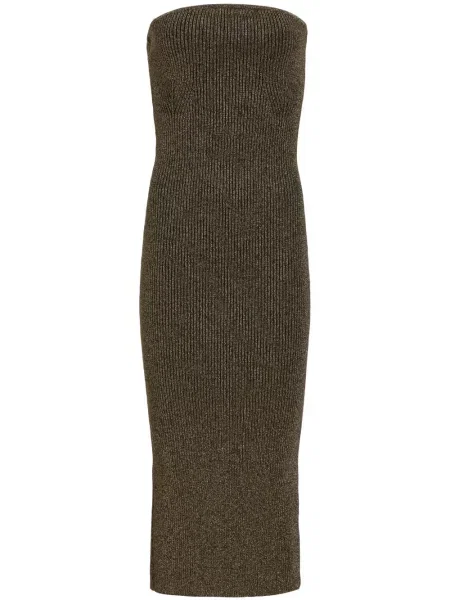 Rochie midi Khaite tricotate până la genunchi de costum verde
