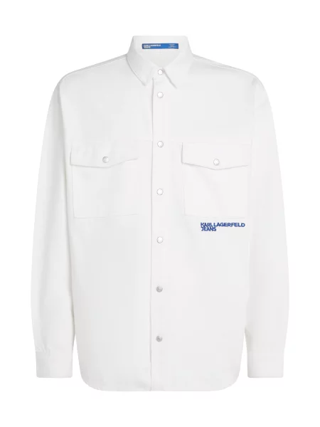 KARL LAGERFELD JEANS Prehodna jakna Out Of The Blue modra / mornarska / off-bela bela