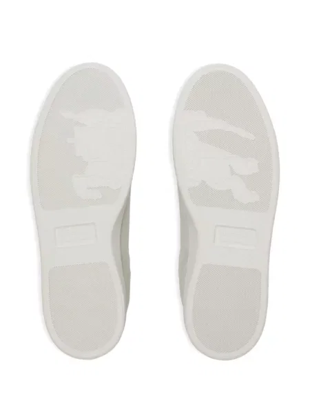 Bőr kockás sneaker Burberry fehér
