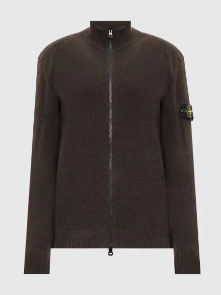 Кардиган з вовни Stone Island коричневий