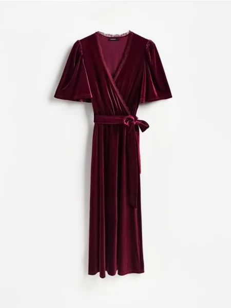 Reserved Rochie midi din catifea maro