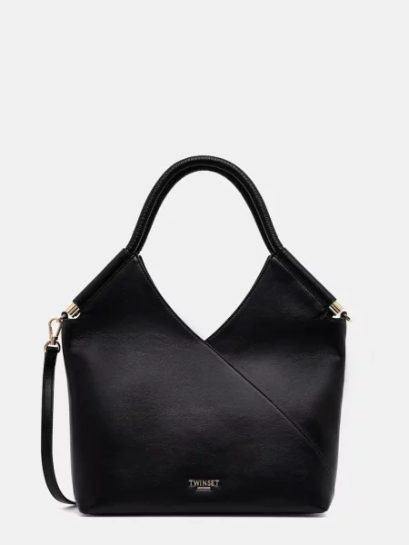 Twinset geantă shopper pentru femei cu imitație de piele negru