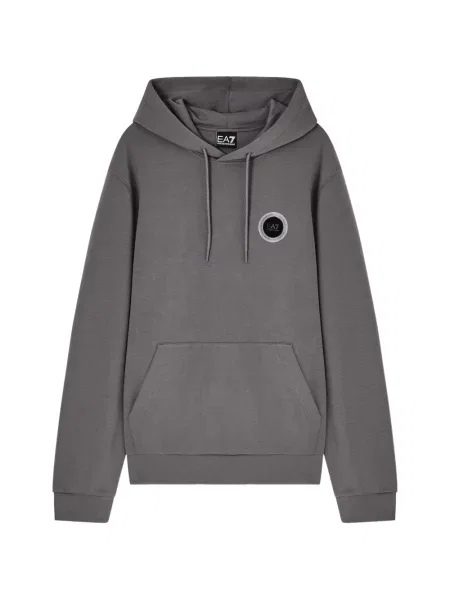 Hanorac cu glugă Ea7 Emporio Armani cu autograf cu cordon gri