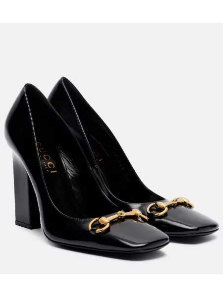Usnjene lakirane salonarji Gucci črna
